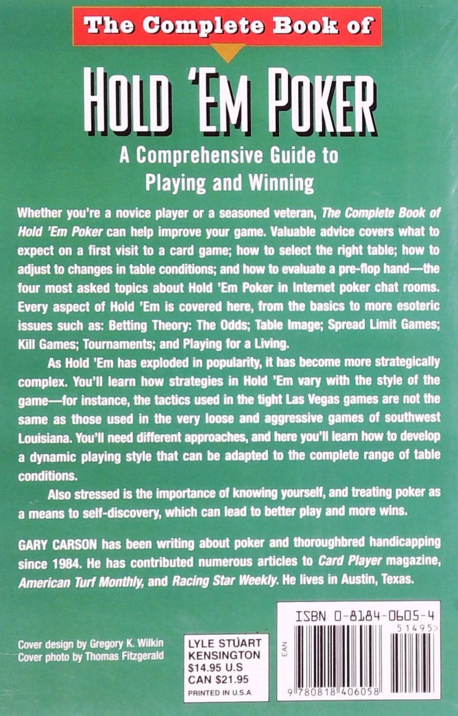 Livre The Complete Book Of Hold 'Em Poker: A Comprehensive Guide to Playing and Winning - Gary Ca...