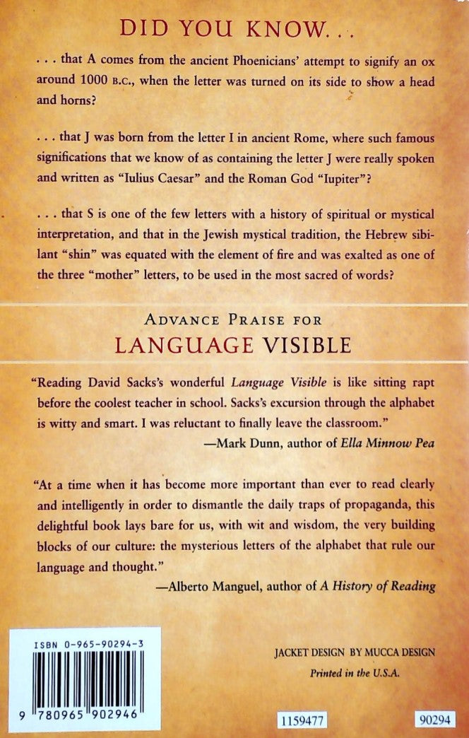Language Visible : Unraveling The Mystery of the Alphabet From A to Z (David Sacks)
