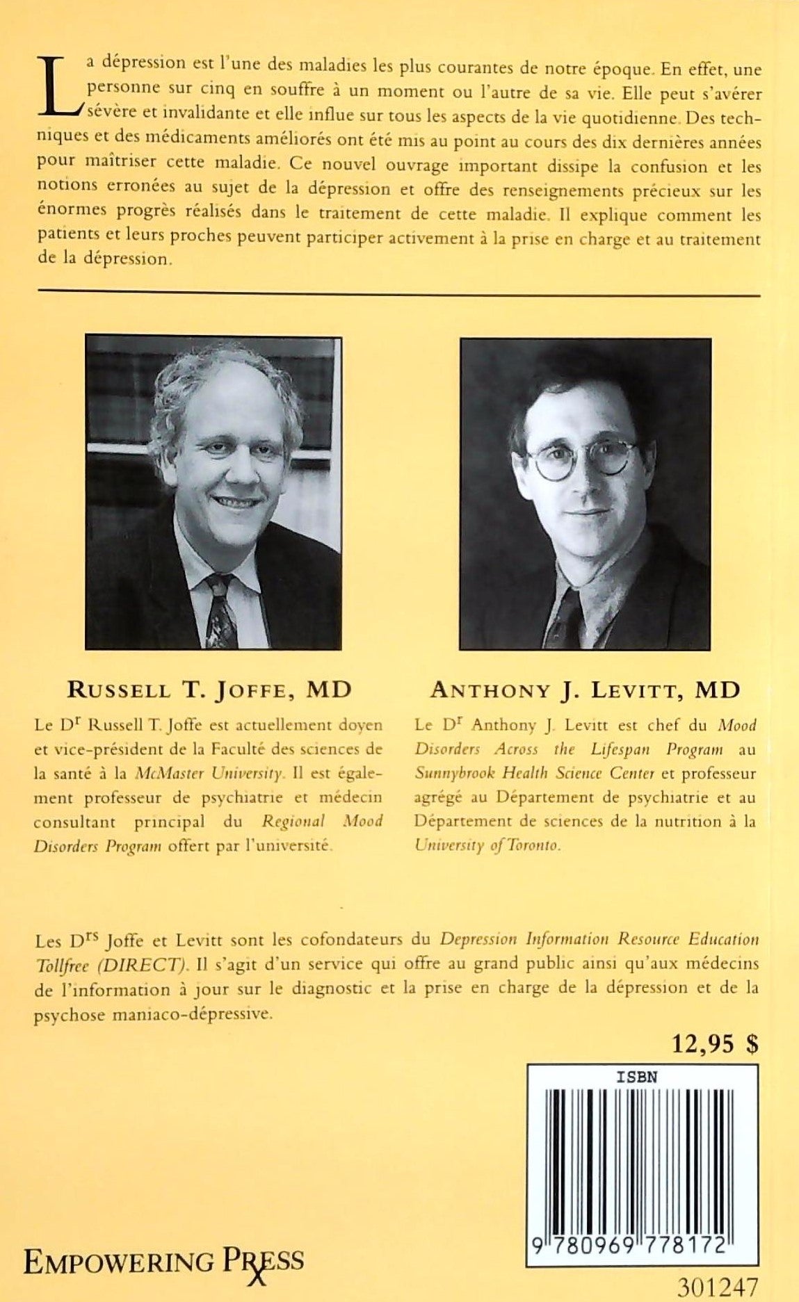 Livre Conquérir la dépression - Dr R. Joffe (Livre d'occasion)