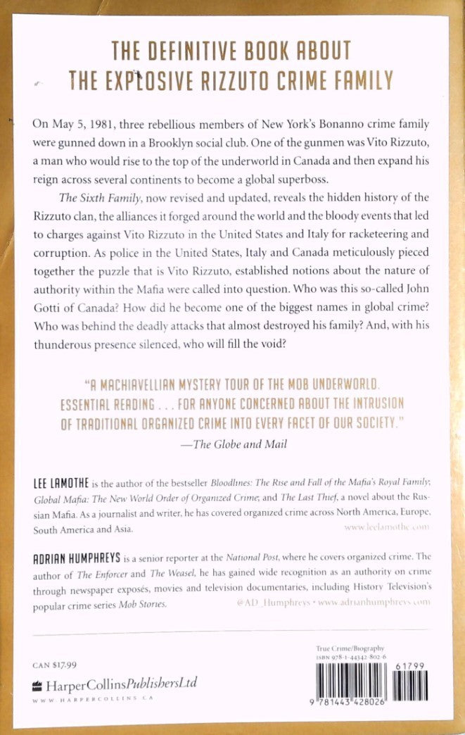 Livre The Sixth Family : The Collapse of the New York Mafia and the Rise of Vito Rizzuto - Lee La...