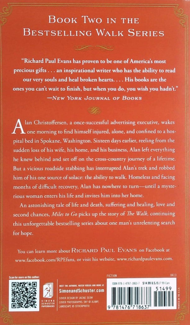 Livre Miles to Go - Richard Paul Evans (Livre d'occasion) - ISBN 1476718636