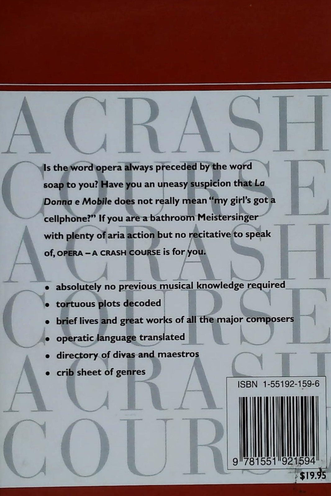 Livre Opera : A Crash Course (Livre d'occasion) - ISBN 1551921596