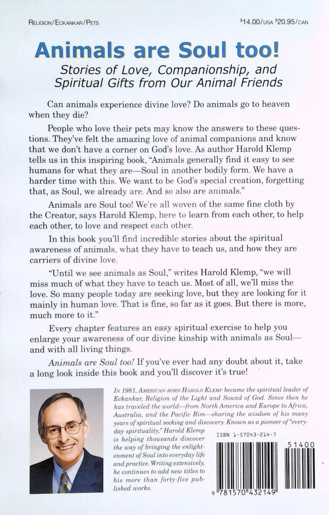 Livre Animals Are Soul Too! - Harold Klemp (Livre d'occasion) - ISBN 1570432147