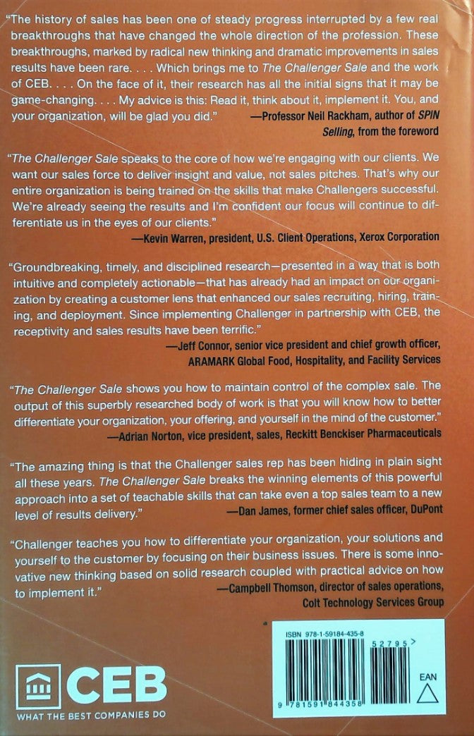 Livre The Challenger Sale : Taking Control of the Customer Conversatio - Matthew Dixon (Livre d'o...