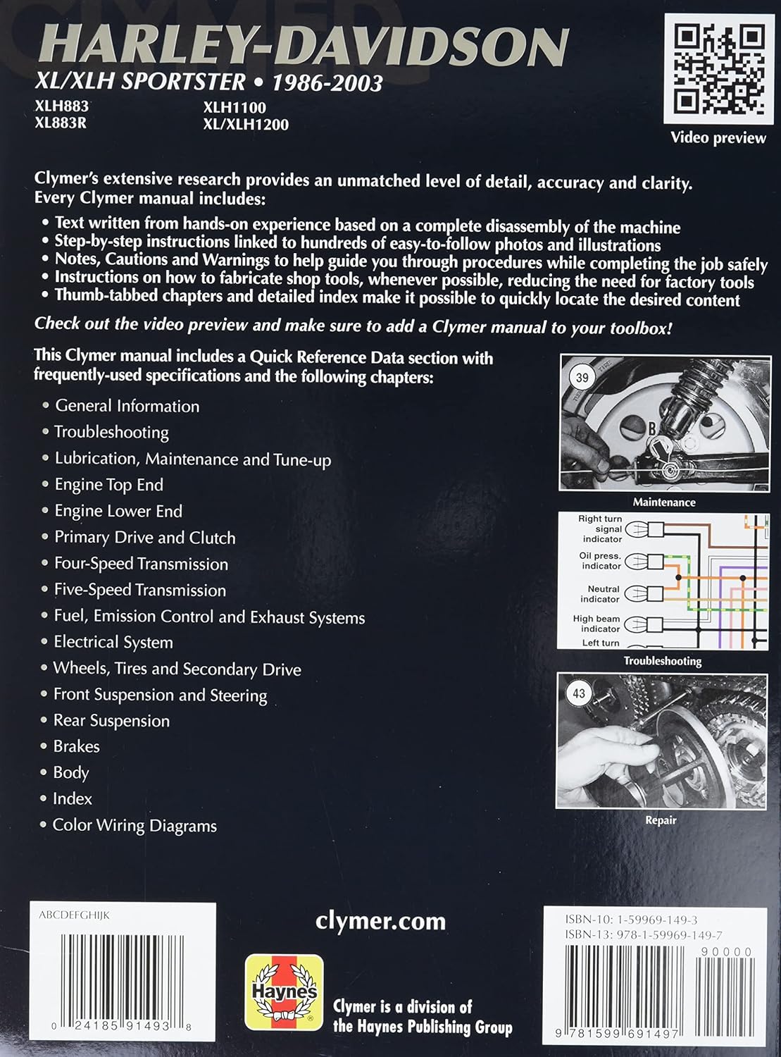 Livre Harley-Davidson XL/XLH Sportster 1986-2003 : Maintenance, Troubleshooting, Repair (Livre d'...