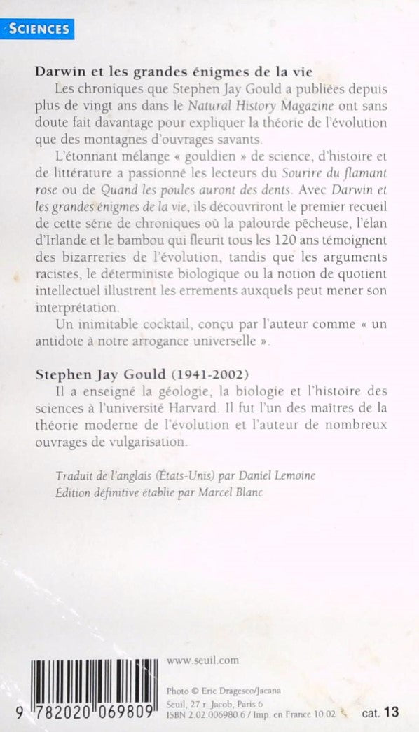 Livre Darwin et les grandes énigmes de la vie - Stephen Jay Gould (Livre d'occasion) - ISBN 20200...