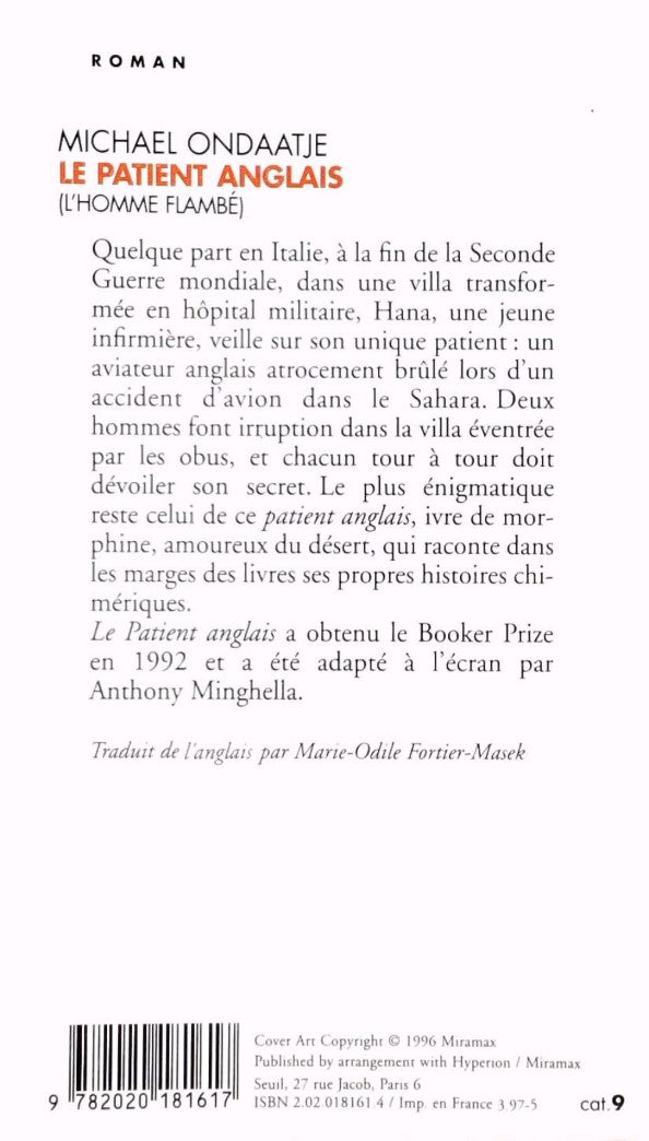 Le patient anglais (Michael Ondaatje)