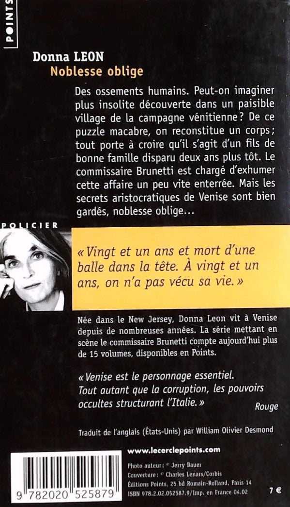 Livre Noblesse oblige : Une enquête du commissaire Brunetti - Donna Leon (Livre d'occasion) - ISB...