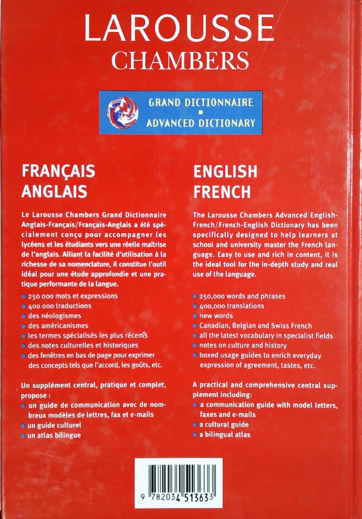 Livre Larousse-Chambers Grand dictionnaire anglais-français français-anglais - Collectif (Livre...