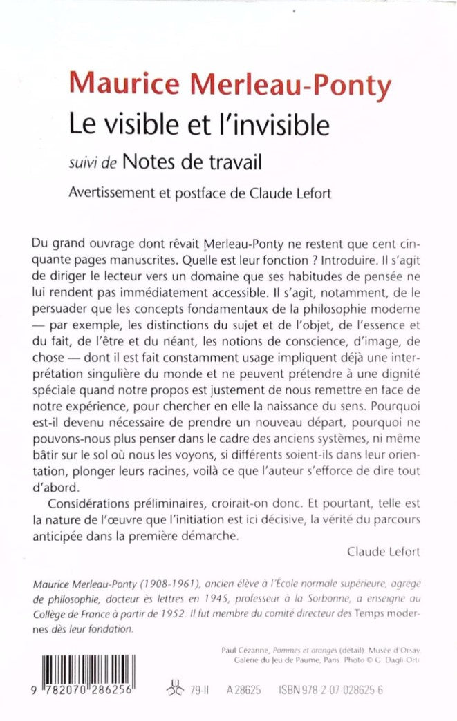 Livre Le visible et l'invisible - Maurice Merleau-Ponty (Livre d'occasion) - ISBN 2070286258