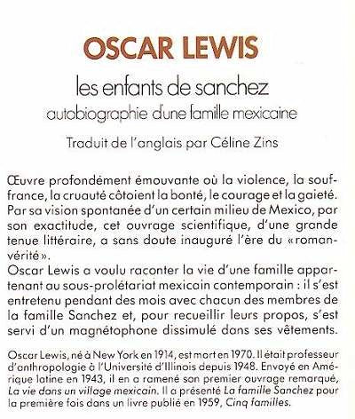 Livre Les enfants de Sanchez : Autobiographie d'une famille mexicaine - Oscar Lewis (Livre d'occa...