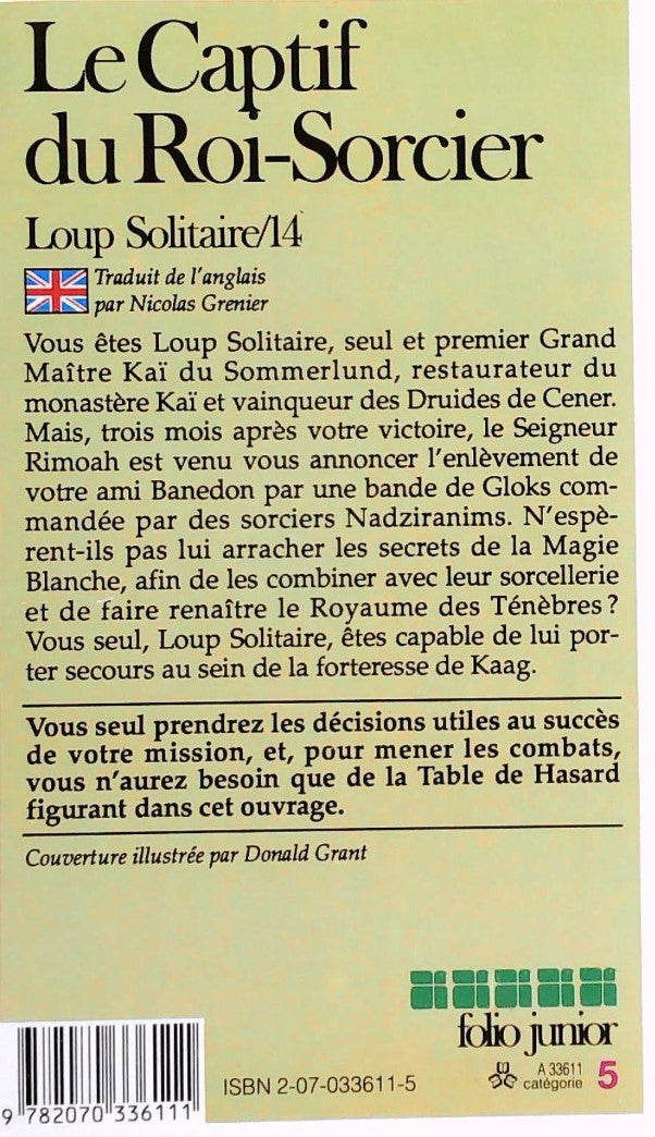 Un livre dont vous êtes le héros : Loup Solitaire # 14 : Le captif du Roi-Sorcier (Joe Dever)