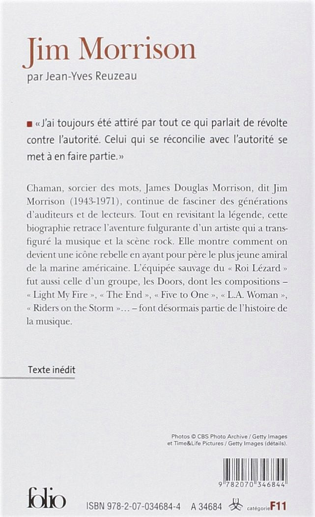 Livre Jim Morrison - Jean-Yves Reuzeau (Livre d'occasion) - ISBN 2070346846