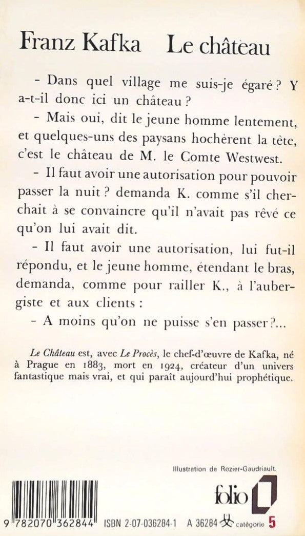 Livre Le château - Kafka (Livre d'occasion) - ISBN 2070362841