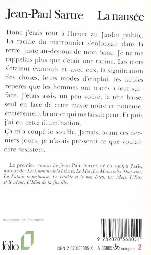 Livre La nausée - Jean-Paul Sartre (Livre d'occasion) - ISBN 207036805X