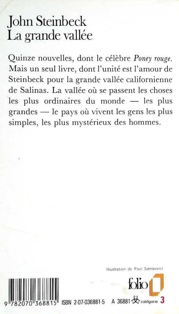 Livre La grande vallée - John Steinbeck (Livre d'occasion) - ISBN 2070368815