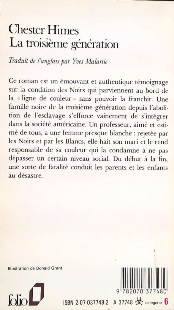 Livre La troisième génération - Chester Himes (Livre d'occasion) - ISBN 2070377482