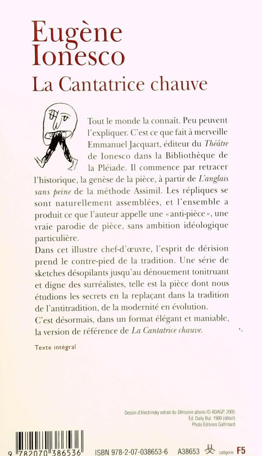 Livre La Cantatrice chauve - Eugène Ionesco (Livre d'occasion) - ISBN 2070386538