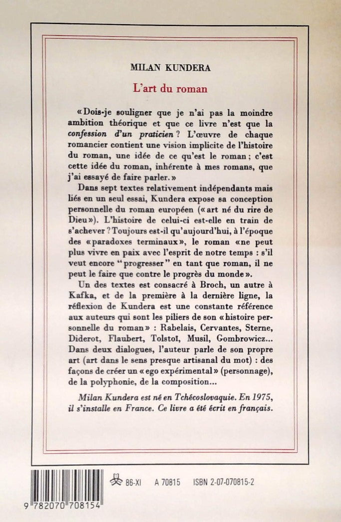 L'art du roman (Milan Kundera)