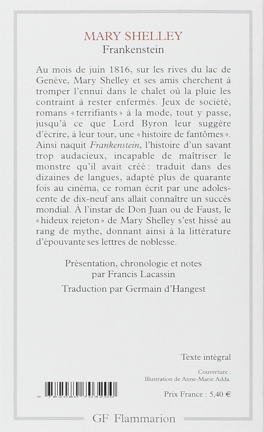 Livre Frankenstein - Mark Shelley (Livre d'occasion) - ISBN 208070320X