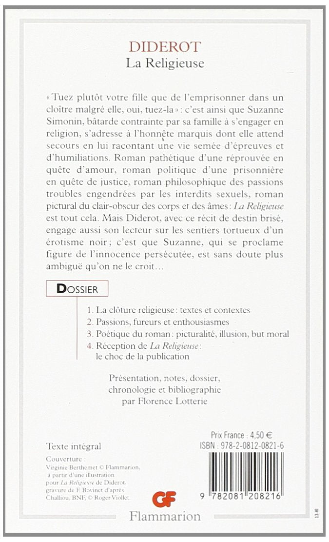 Livre La Religieuse - Denis Diderot (Livre d'occasion) - ISBN 2081208210