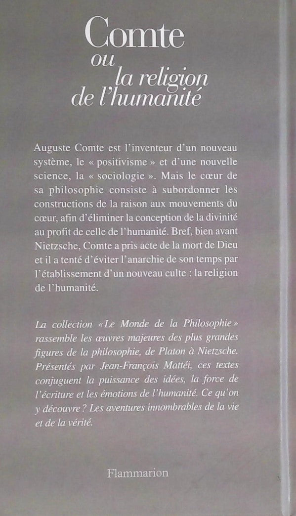 Livre Discours sur l'ensemble du positivisme - Auguste Comte (Livre d'occasion) - ISBN 2081218135