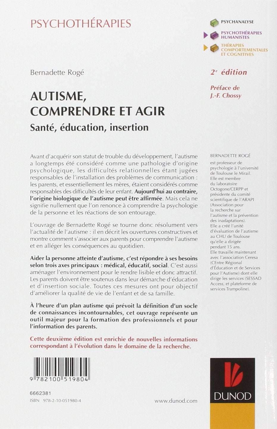 Livre Autisme, comprendre et agir - Bernadette Rogé (Livre d'occasion) - ISBN 2100519808