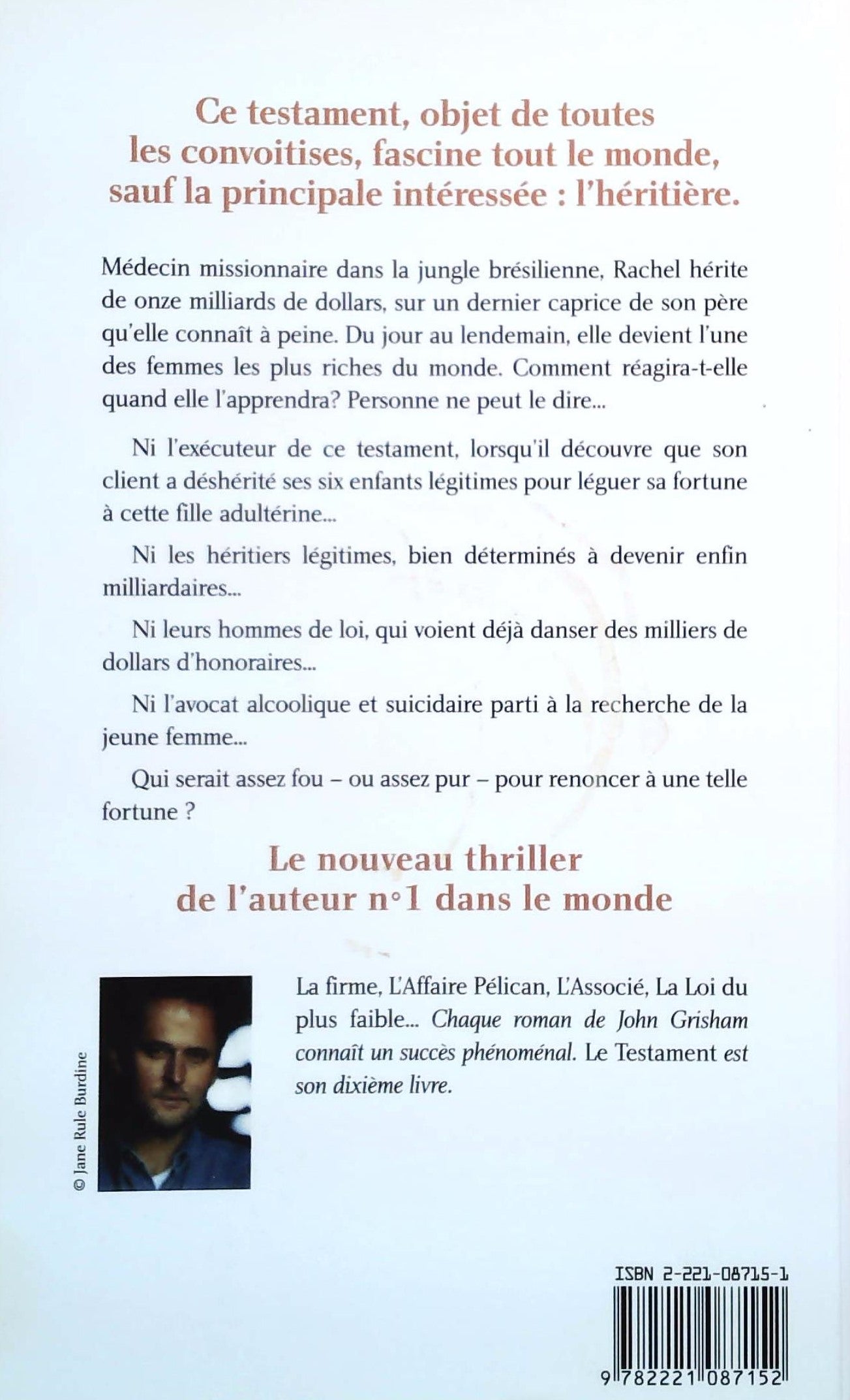 Livre Le testament - John Grisham (Livre d'occasion) - ISBN 2221087151