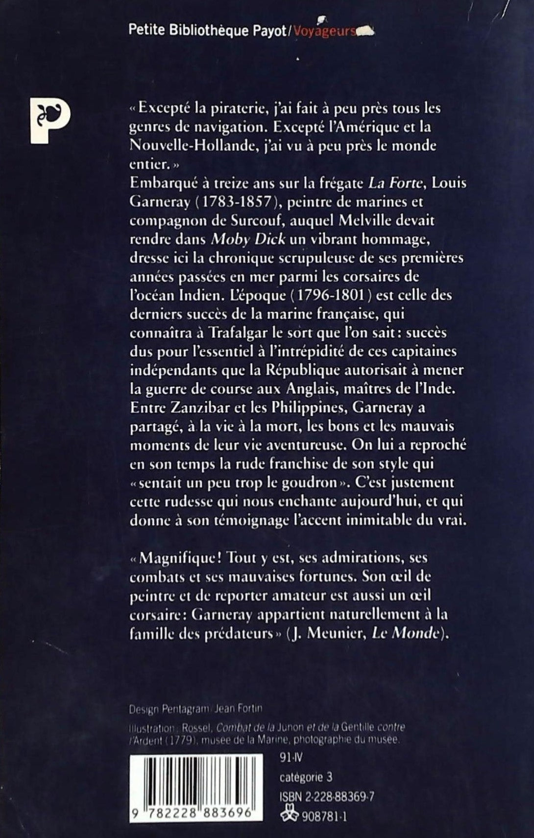 Livre Corsaire de la République : Voyages, aventures et combats - Louis Garneray (Livre d'occasio...