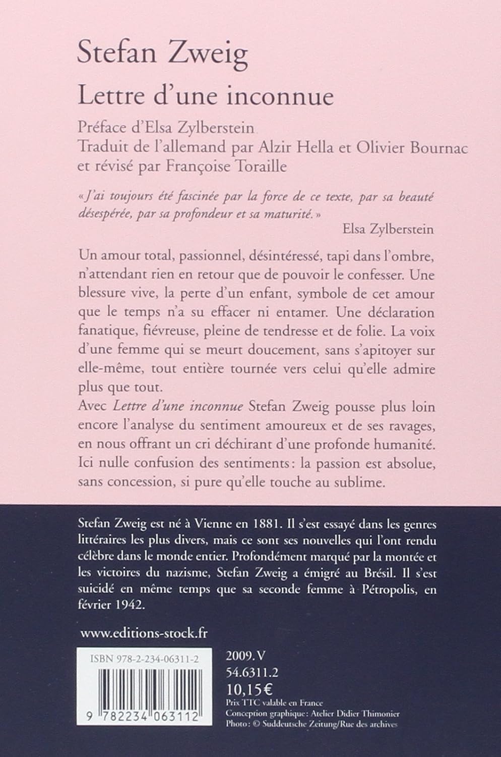 Livre Lettre d'une inconnue - Stefan Zweig (Livre d'occasion)