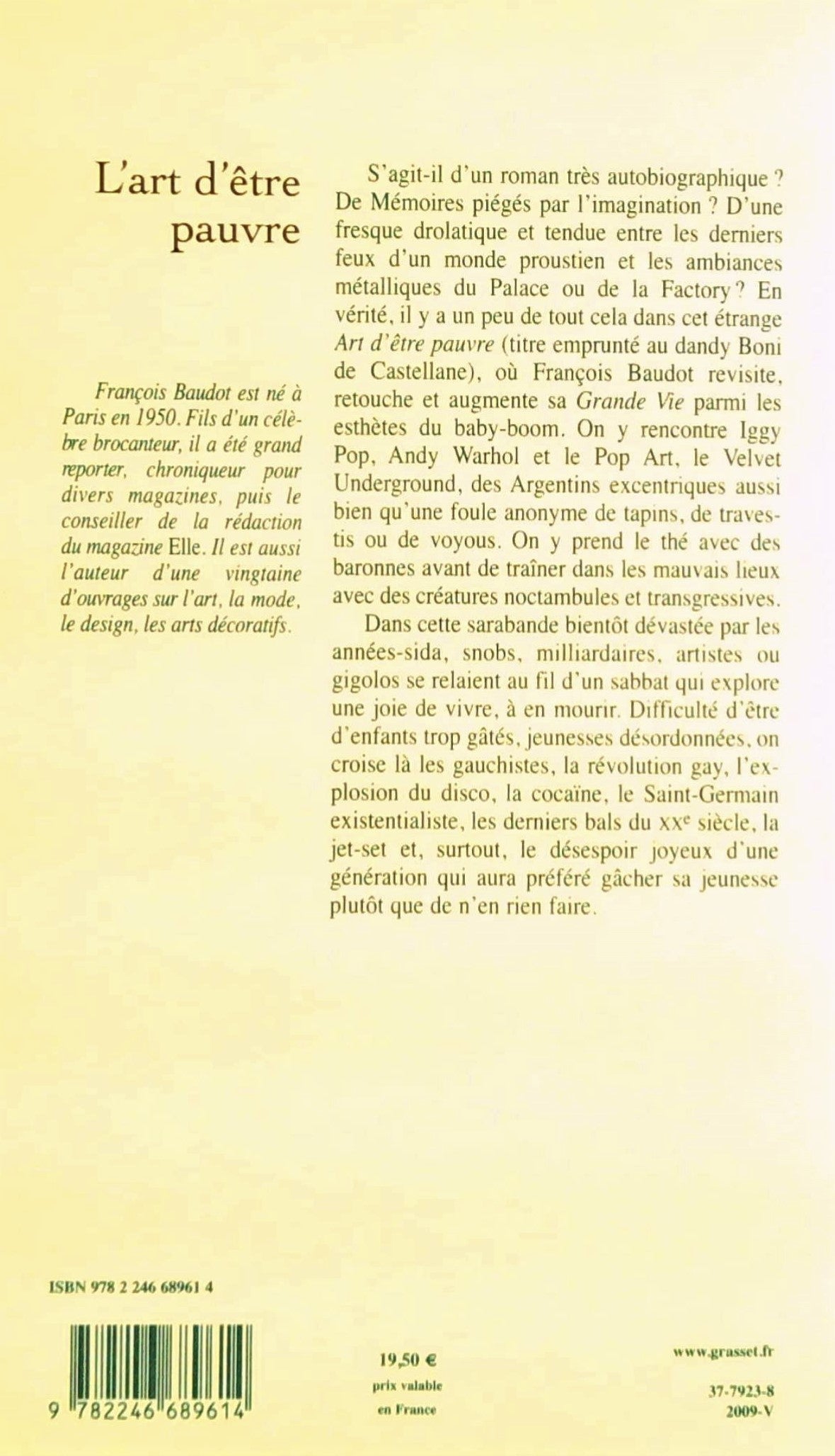 Livre L'art d'être pauvre - François Baudot (Livre d'occasion)