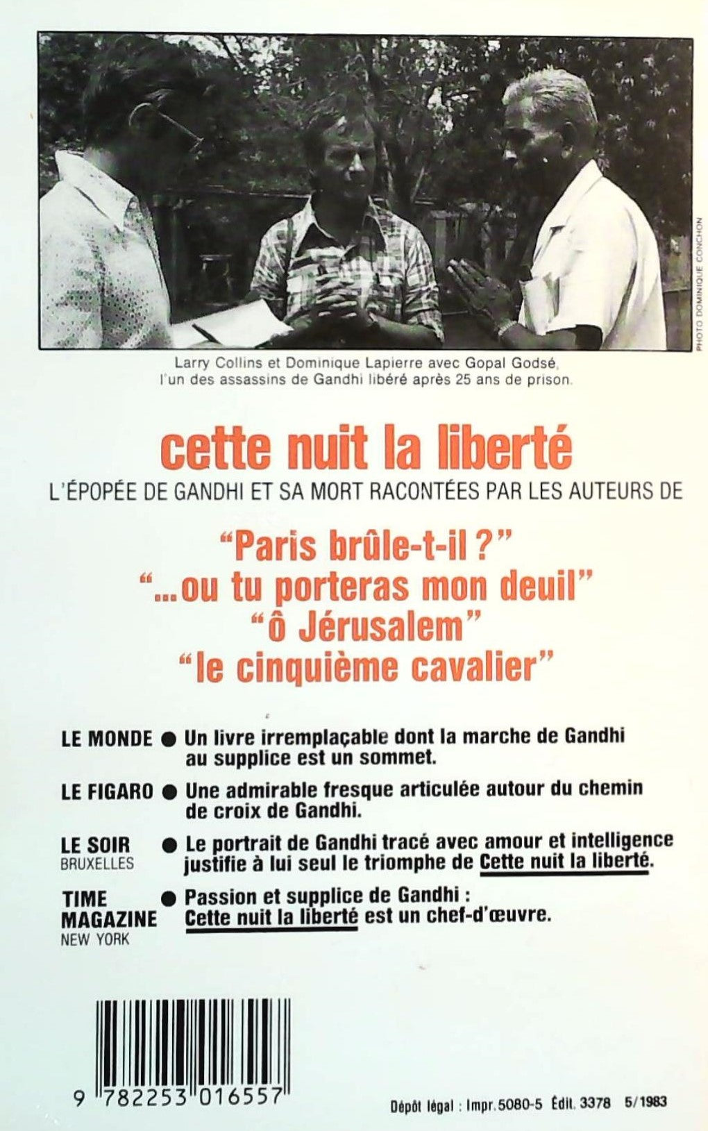 Livre Cette nuit la liberté - Dominique Lapierre (Livre d'occasion) - ISBN 2253016551