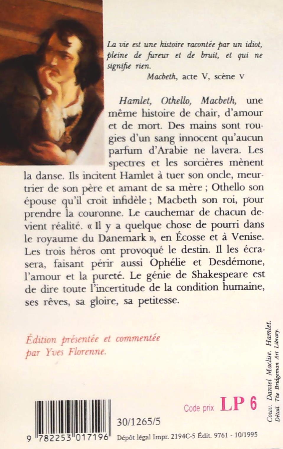 Livre Hamlet – Othello – Macbeth - William Shakespeare (Livre d'occasion) - ISBN 2253017191