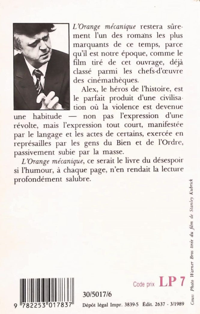 Livre L'orange mécanique - Anthony Burgess (Livre d'occasion) - ISBN 2253017833