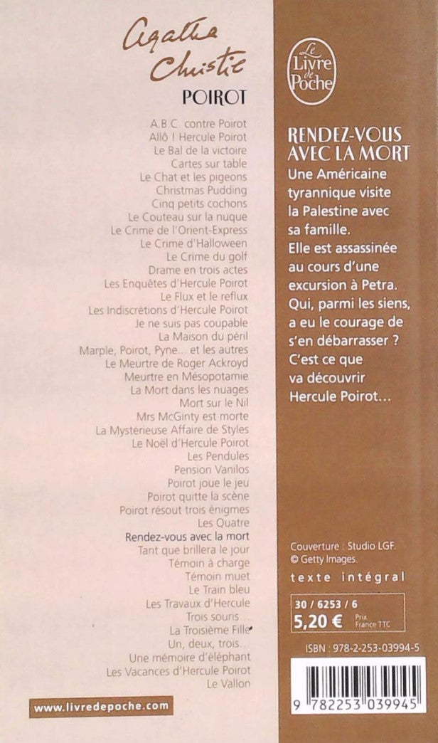 Livre Rendez-vous avec la mort - Agatha Christie (Livre d'occasion) - ISBN 2253039942