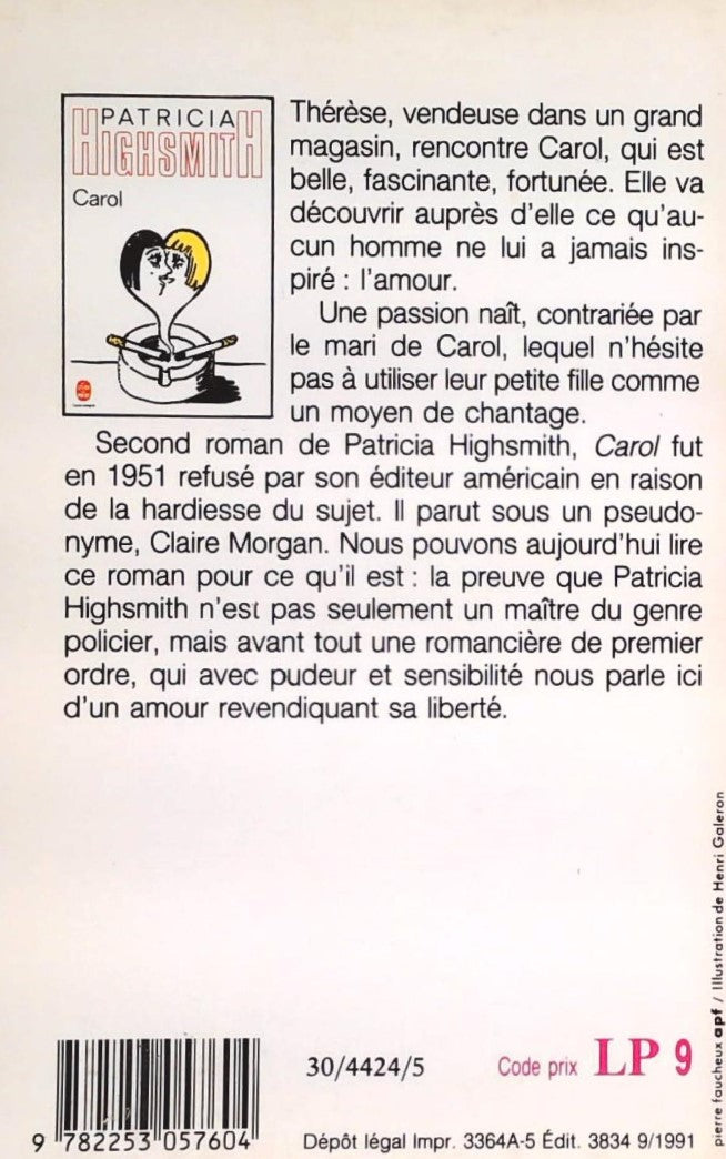 Livre Carol - Patricia Highsmith (Livre d'occasion) - ISBN 2253057606