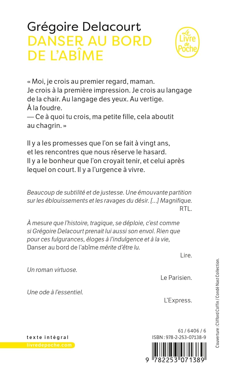 Livre Danser au bord de l'abîme (Grégoire Delacourt) (Livre d'occasion) - ISBN 2253071382