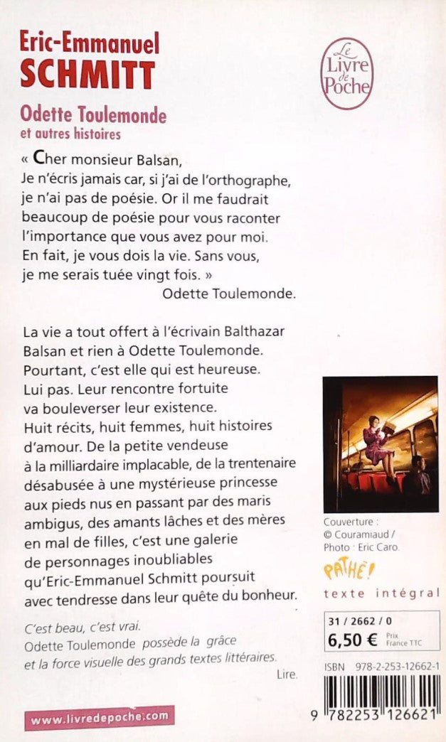 Livre Odette Toulemonde et autres histoires - Eric-Emmanuel Schmitt (Livre d'occasion) - ISBN 225...