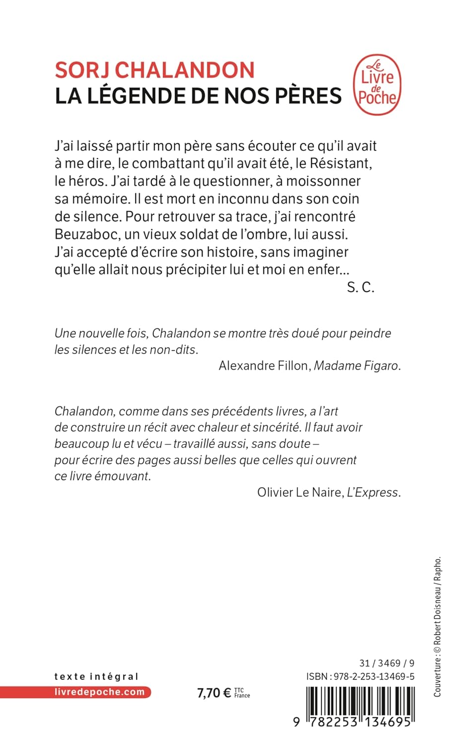 Livre La légende de nos pères - Sorj Chalandon (Livre d'occasion) - ISBN 2253134694