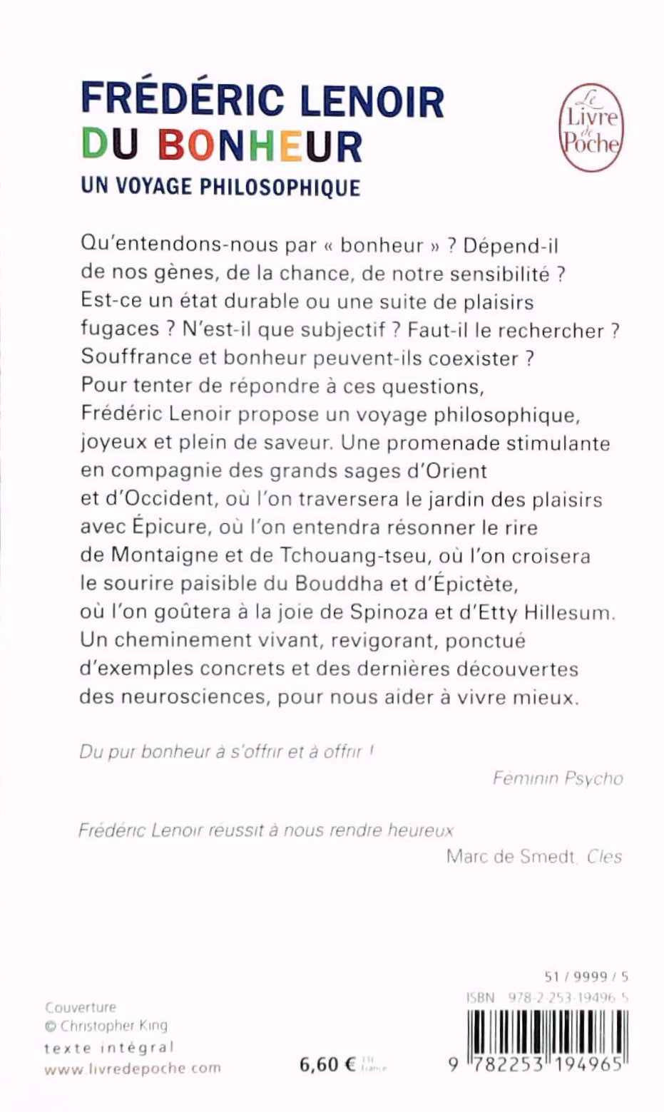 Livre Du bonheur : un voyage philosophique - Frédéric Lenoir (Livre d'occasion) - ISBN 2253194964