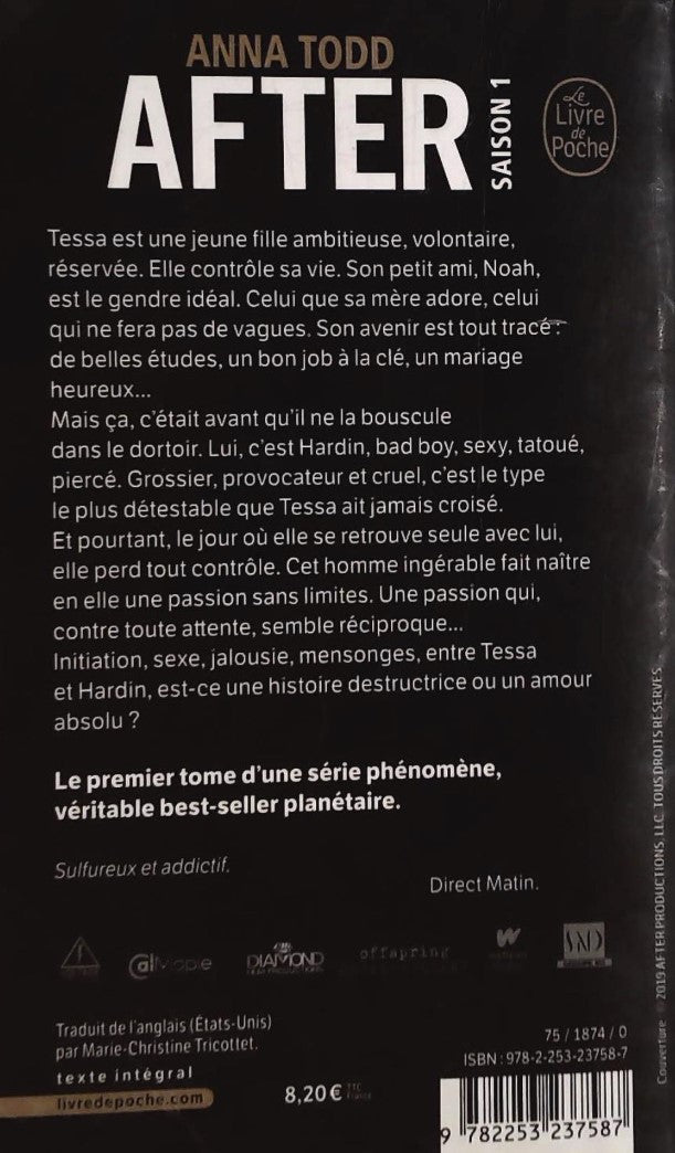 Livre Avant lui, elle contrôlait sa vie... - Anna Todd (Livre d'occasion) - ISBN 2253237582