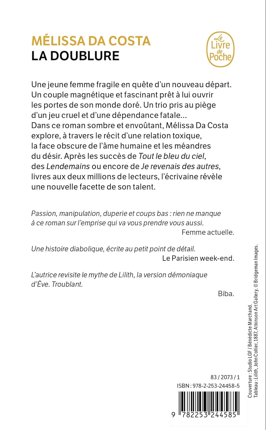 Livre La doublure - Mélissa Da Costa (Livre d'occasion) - ISBN 2253244589