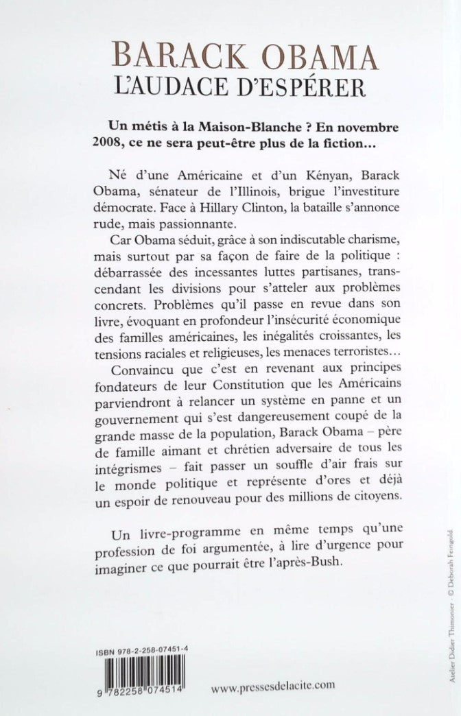 Livre L'audace d'espérer : Une nouvelle conception de la politique américaine (Barack Obama)...