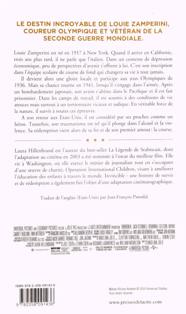 Livre Invincible : Une histoire de survie et de rédemption - Laura Hillenbrand (Livre d'occasion)...