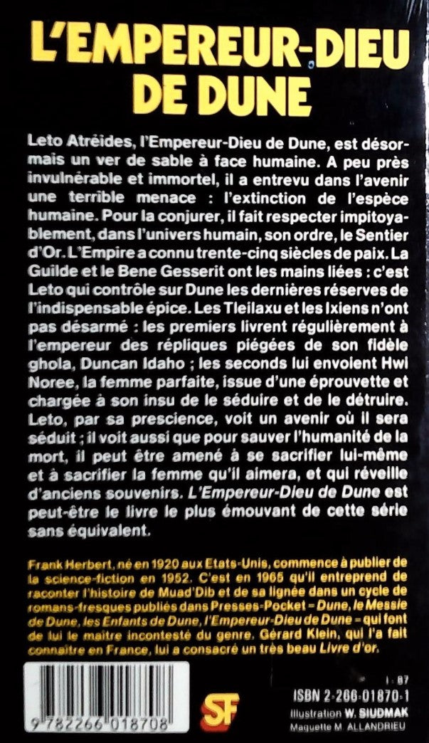Livre L'empereur dieu de dune - Frank Herbert (Livre d'occasion) - ISBN 2266018701
