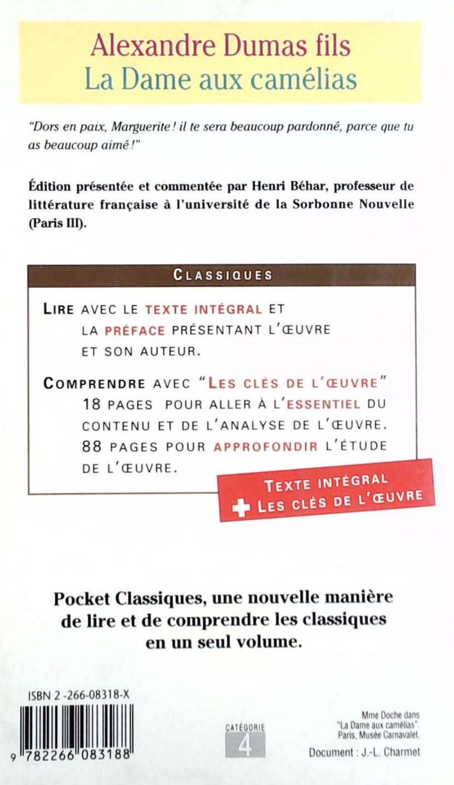 Livre La dame aux camélias - Alexandre Dumas fils (Livre d'occasion) - ISBN 226608318X