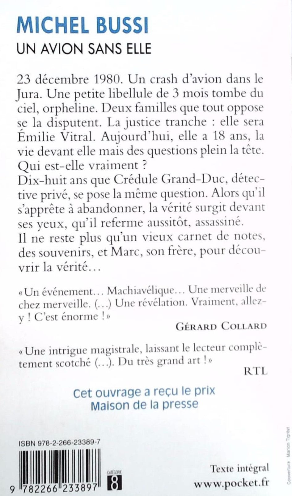 Livre Un avion sans elle - Michel Bussi (Livre d'occasion)