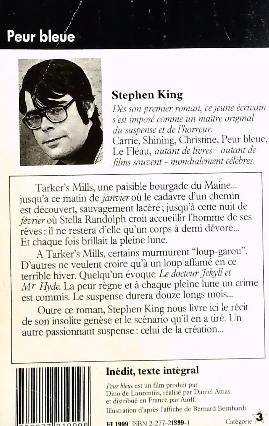 Livre Peur bleue - Stephen King (Livre d'occasion) - ISBN 2277219991