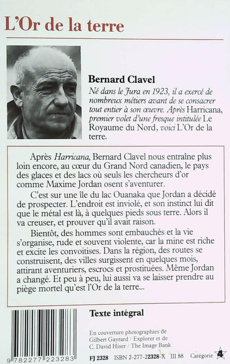 Livre L'or de la terre - Bernard Clavel (Livre d'occasion) - ISBN 227722328X