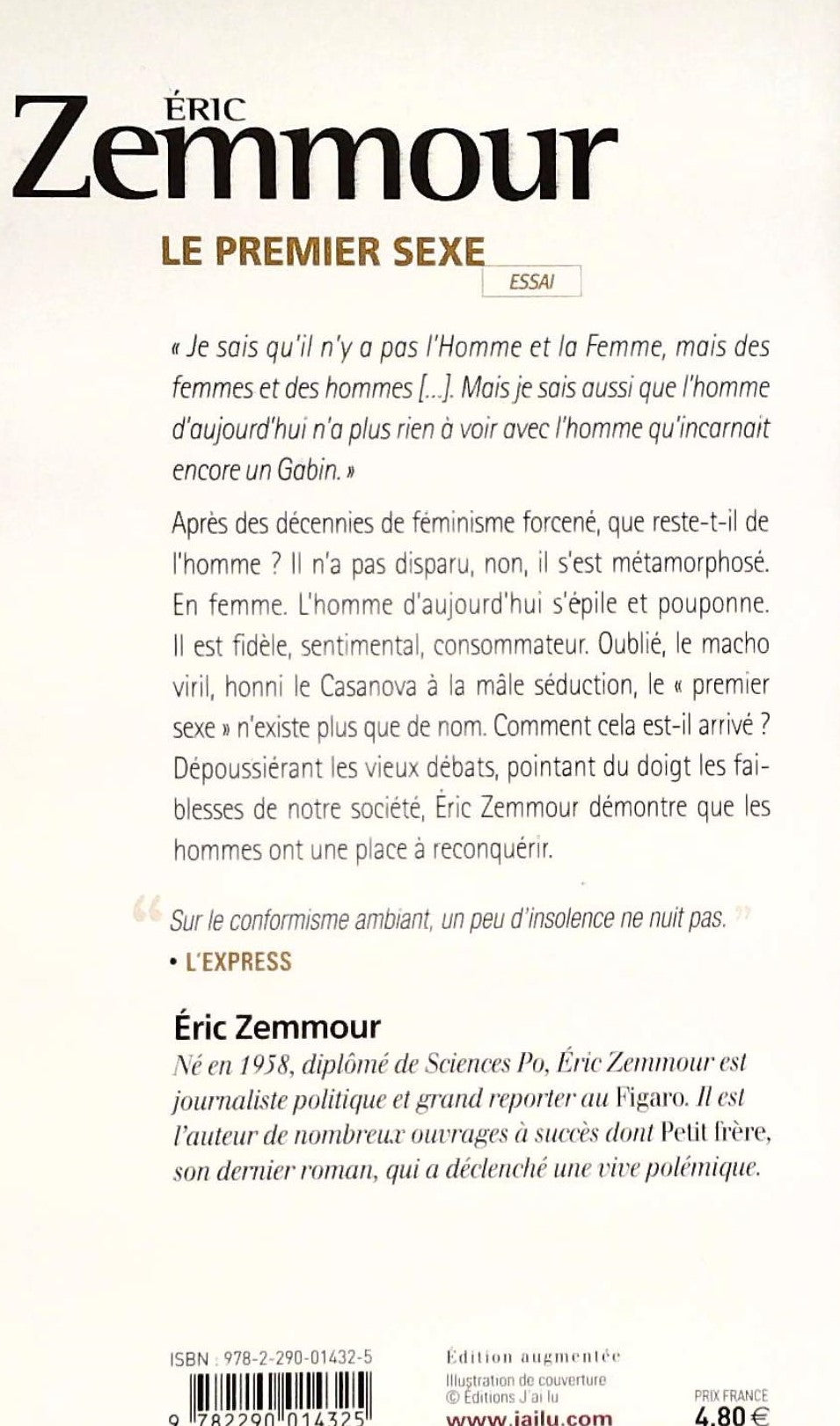 Livre Le premier sexe - Éric Zemmour (Livre d'occasion) - ISBN 229001432X